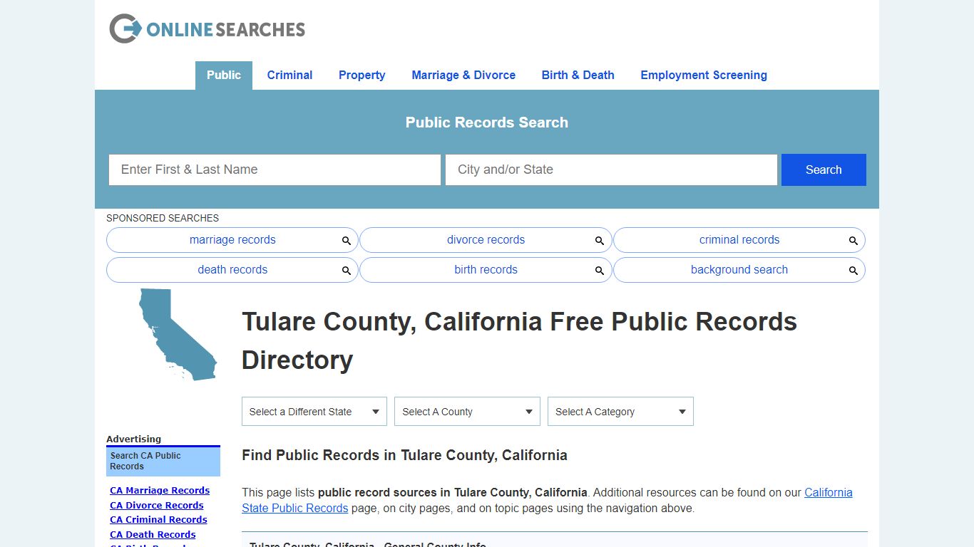 Tulare County, California Public Records Directory