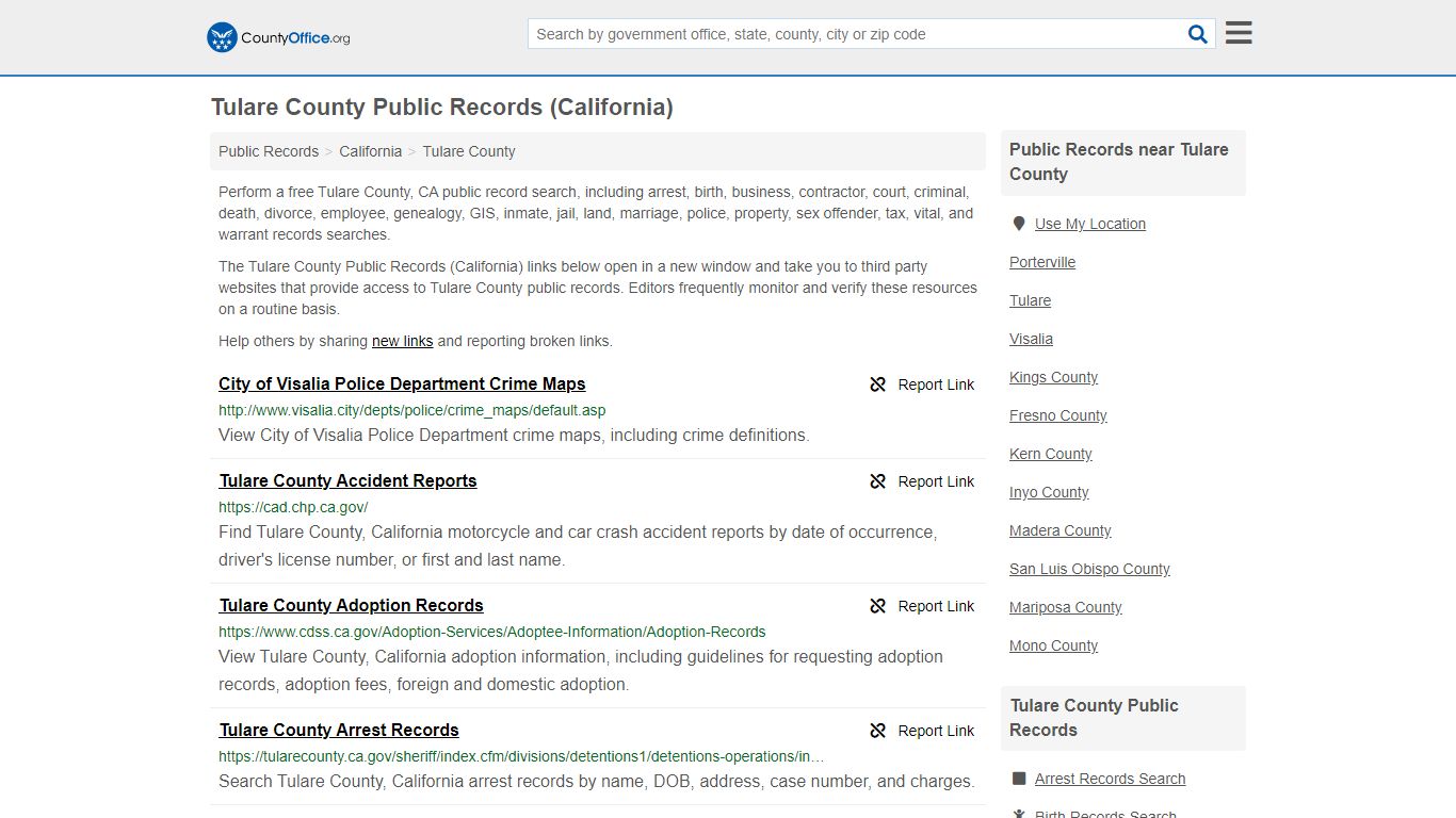 Public Records - Tulare County, CA (Business, Criminal ...